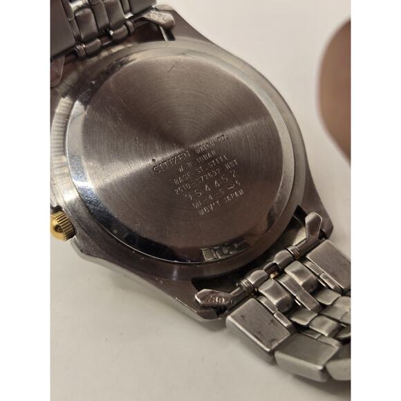 Vtg Citizen Watch Men 38mm Silver Gold Tone Date 2510-S72692 New Battery 7.25" - Picture 6 of 12